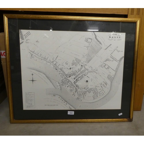 2023 - Framed Plan of Kelso 1825 (modern reproduction), 61 x 49cm.