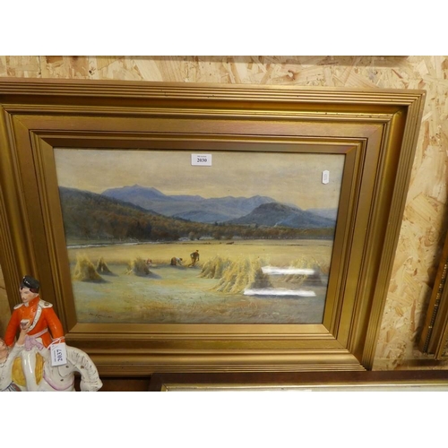 2030 - Framed Watercolour - Farming Scene, Signed John Mitchell 1895, approx 55 x 38cm.