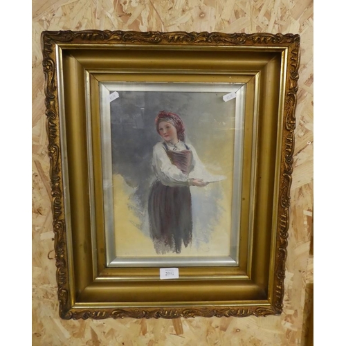 2041 - Framed Watercolour - Study of a Young Girl, approx 24 x 34cm by Egron Sellif Lundgren