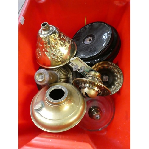 2077 - Box - Oil Lamp Reservoirs, Burners, Bases etc.