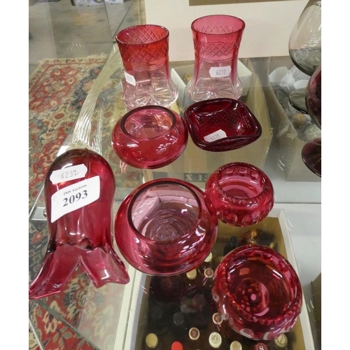 2093 - Assorted Cranberry Glass.