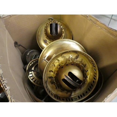 2097 - Box - Brass Oil Lamp Components.