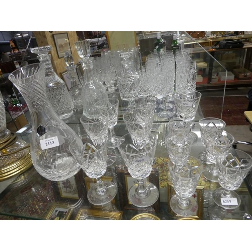 2113 - Stuart Crystal Carafe & Assorted Wine Glasses.