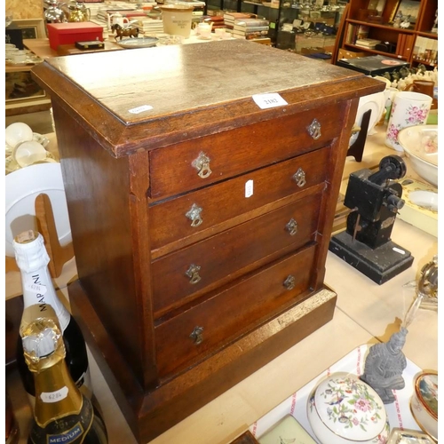 2182 - Small Victorian Oak Four Drawer Specimen Cabinet.