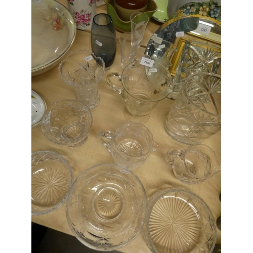 2186 - Assorted Cut Glass Bowls, Jugs & Vases.