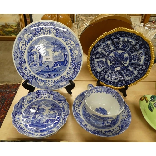 2190 - Assorted Spode Blue Italian Dishes, Cup & Saucer etc.