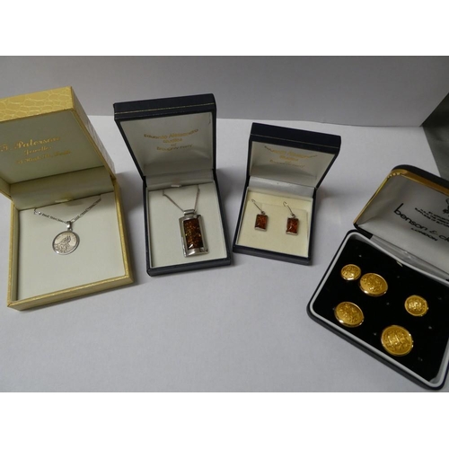 2328 - Box - Silver Pendant, Earrings, St Christopher etc.