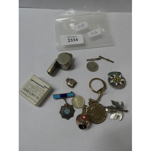 2334 - Collection of Acme Thunderer Whistle, Coins etc.