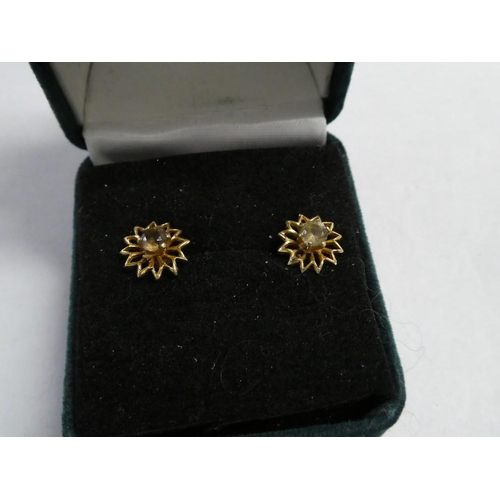 2433 - Pair of 9ct Gold Gem Stud Earrings - 1.4g total weight.