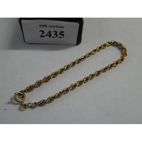 2435 - 9ct Gold Rope Twist Bracelet - 3.1g