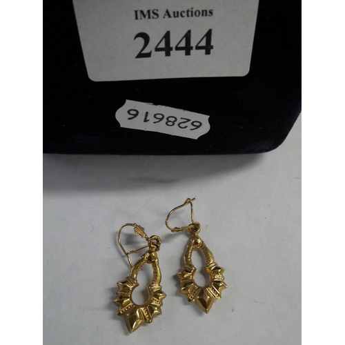 2444 - Pair Gold Pendant Earrings - total weight 1.5g.