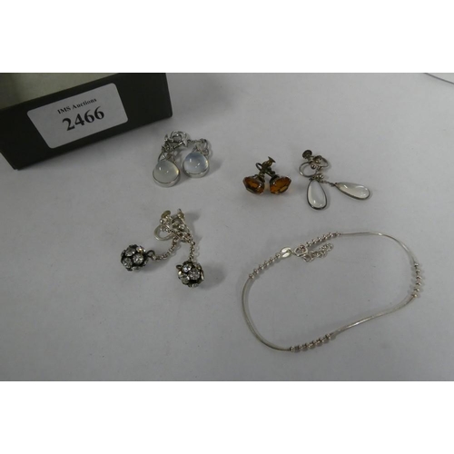 2466 - Box - Silver Earrings & Bracelet.