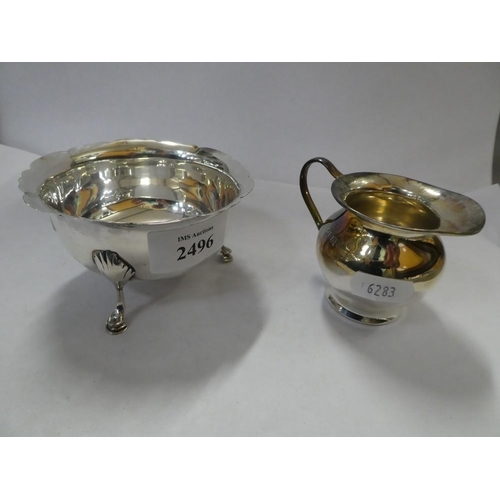 2496 - London Silver Sugar Bowl & Cream Jug, 4.3oz troy.