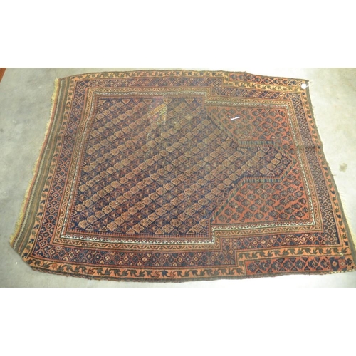 2500 - Antique Wool Rug Red Ground - 108 x 144cm.