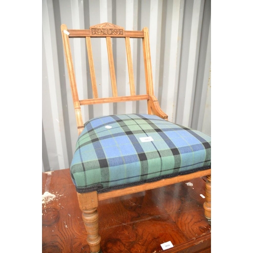 3018 - Victorian Mahogany Nursing Chair With Tartan Upholstery