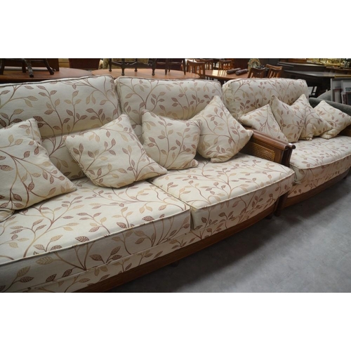 3032 - Ercol 3 Seat & 2 Seat Sofas With Bergere Sides, Cream & Floral Upholtery