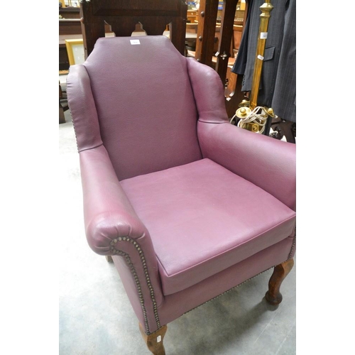 3036 - Purple Faux Leather Upholstered Arm Chair