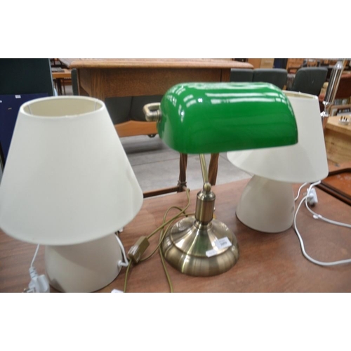 3059 - Desk Lamp & Pair Of Bedside Lamps & Shades