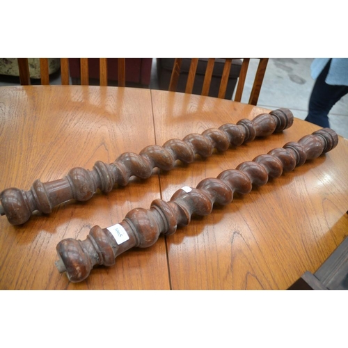 3065 - 2 Mahogany Barley Twist Supports