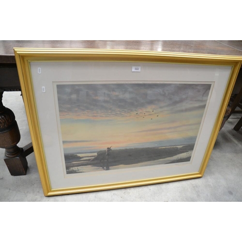 3068 - Framed Print - Wildfowling by Roy Nockolds, approx 76 x 50cm.