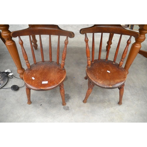 3072 - Pair Of Pine Spar Back Child's Chairs