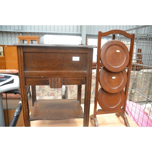 3081 - Mahogany Cake Stand & Oak Workbox