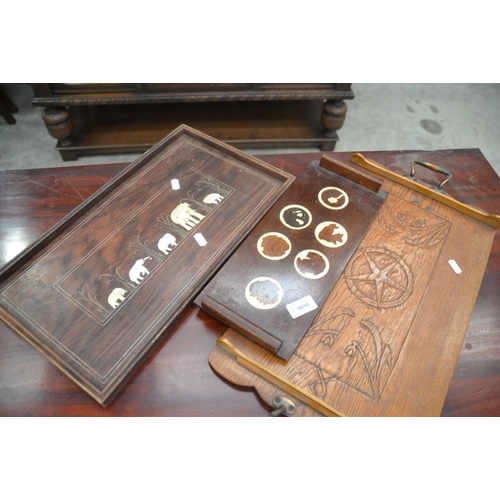 3099 - Assorted Inlaid & Carved Wooden Trays