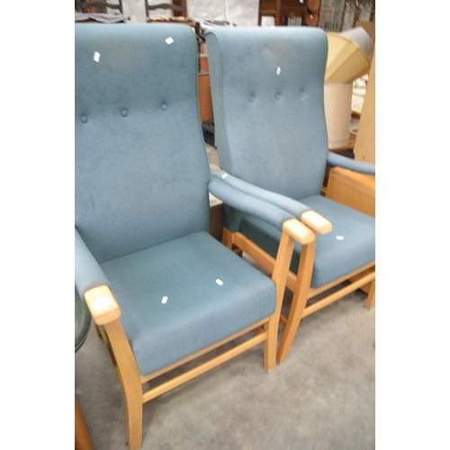 3108 - Pair of Beech Framed Armchairs- As Found