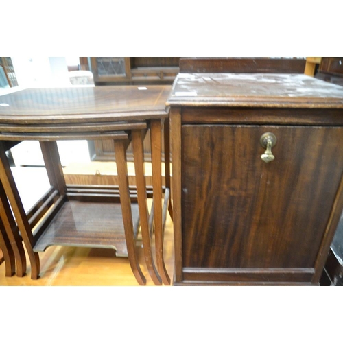 3115 - Mahogany Inlaid Nest Of 3 Tables & Mahogany Coal Depot