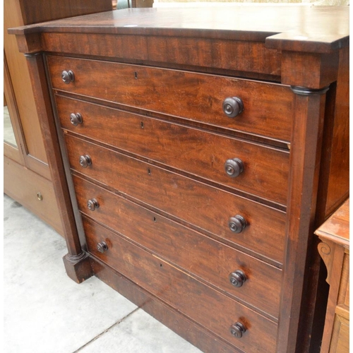 3179 - Victorian Mahogany 5 Drawer Ogee Chest