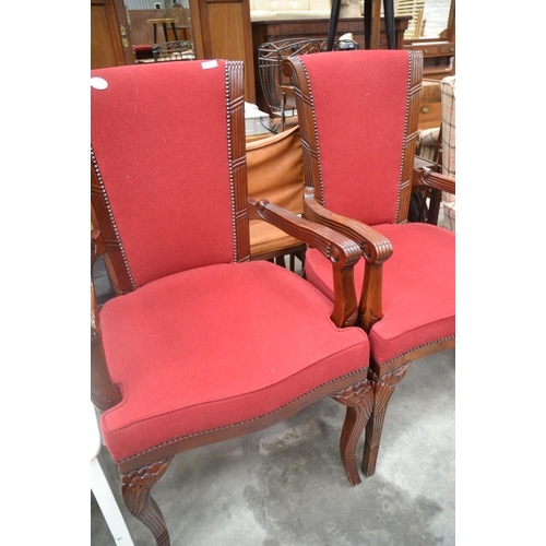 3220 - Pair Of Mahogany Elbow Chairs