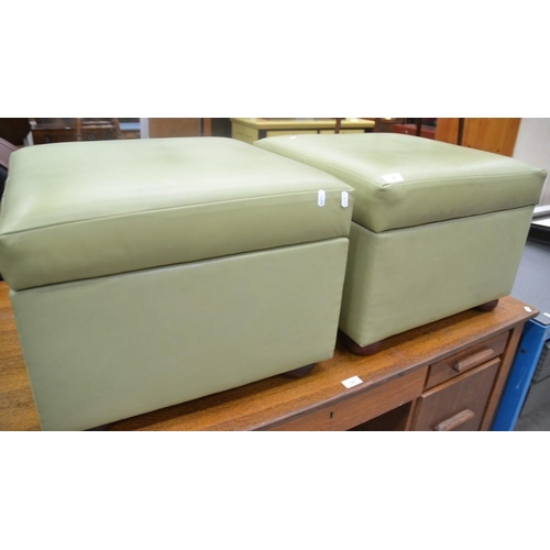 3280 - Pair Of Lime Green Faux Leather Storage Stools