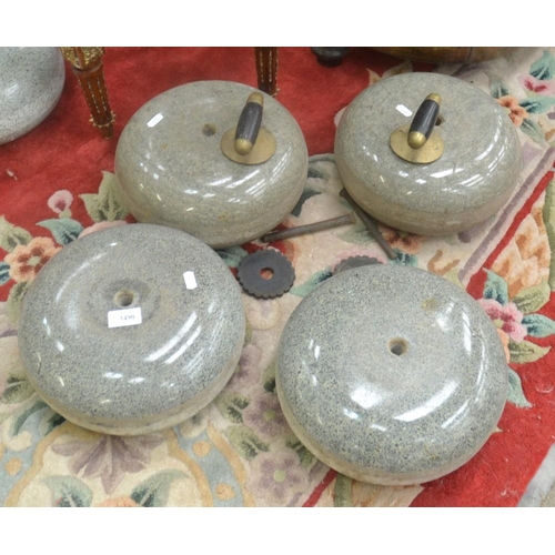 3490 - 2 Pairs of Curling Stones with 2 Handles