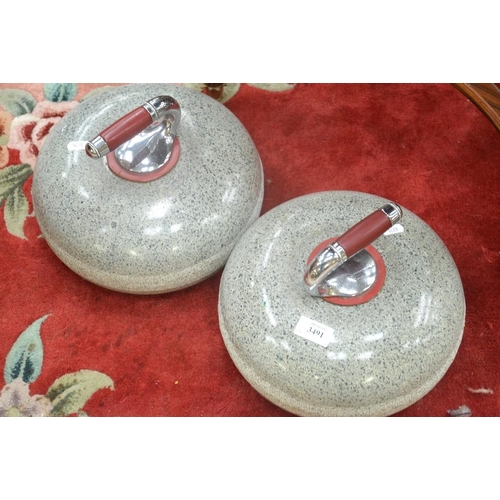 3491 - Pair of Curling Stones with Handles