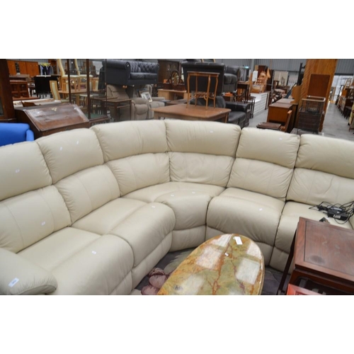 3521 - Cream Leather Electric Reclining Corner Sofa