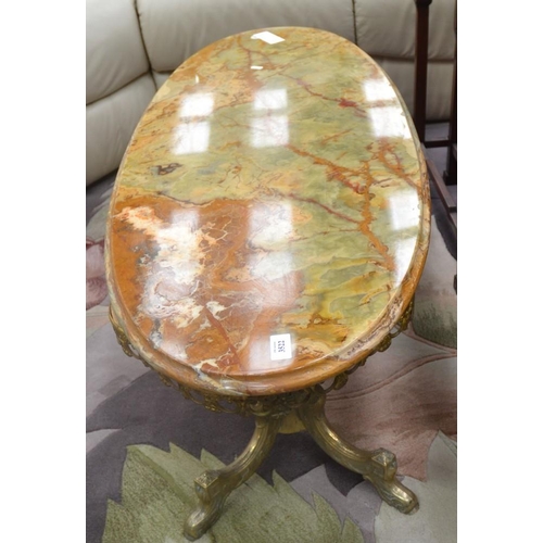 3522 - Onyx Coffee Table with Decorative Brass Base