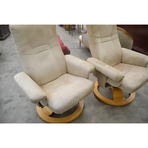 3526 - Pair of Fabric Swivel/Reclining Armchairs