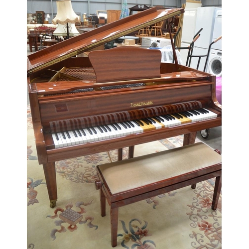 3548 - Zimmermann 4ft 6 Mahogany Cased Grand Piano With Duet Stool