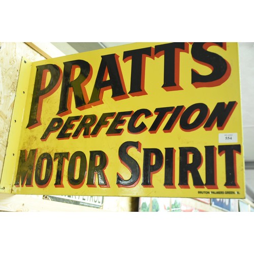 554 - Double Sided Enamel Advertising Sign -  Pratt's Perfection Motor Spirit. Approx-60cm x 40cm.