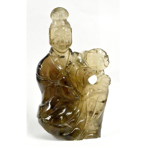 1520 - Chinese Carved Rock Crystal Figure, approx 15cm tall.