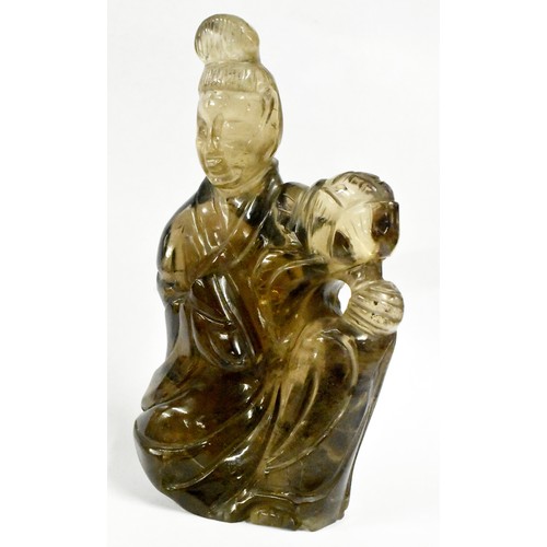 1520 - Chinese Carved Rock Crystal Figure, approx 15cm tall.