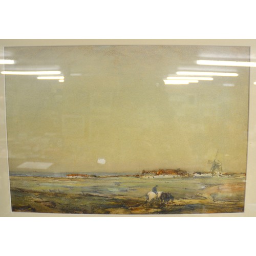 2028 - Framed Watercolour, Dutch Coastal Scene, approx 48 x 33cm.