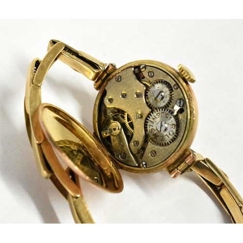 2431 - Vintage Rolex Gold Ladies Wristwatch 20g total weight (both case and strap stamped 9ct).