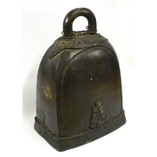 1524 - Antique Tibetan Bronze Bell, approx 19cm tall.