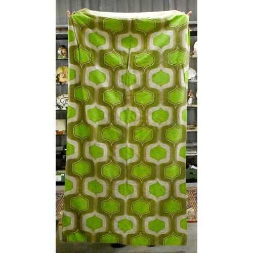 1349 - Rare Original Lime Green Early 1970s Curtains Two Pairs - First Pair 206cm wide x 200cm (individual ... 