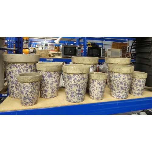 116 - 9 Graduating Glazed Pottery Plant Pots