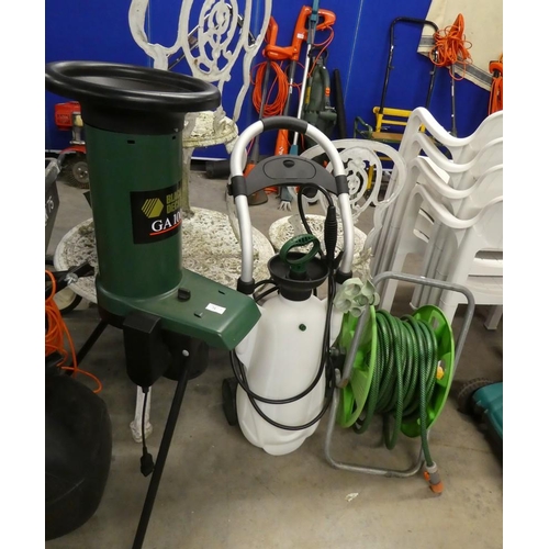 71 - Hose Reel, Garden Sprayer & Garden Shreader