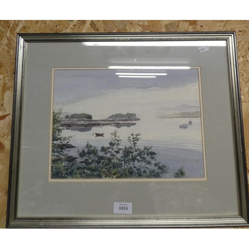 1024 - Framed Watercolour - Evening Mist Loch Ailort by Richard Alred, approx 32 x 23cm.