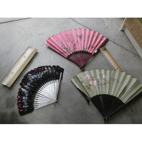 1042 - Three Vintage Chinese Fans.