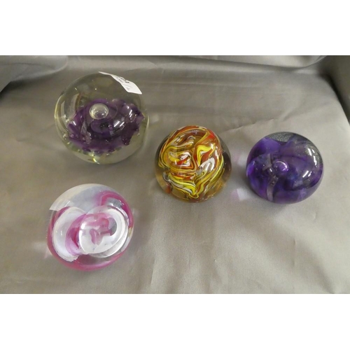 1054 - Four Assorted Glass Paperweights.